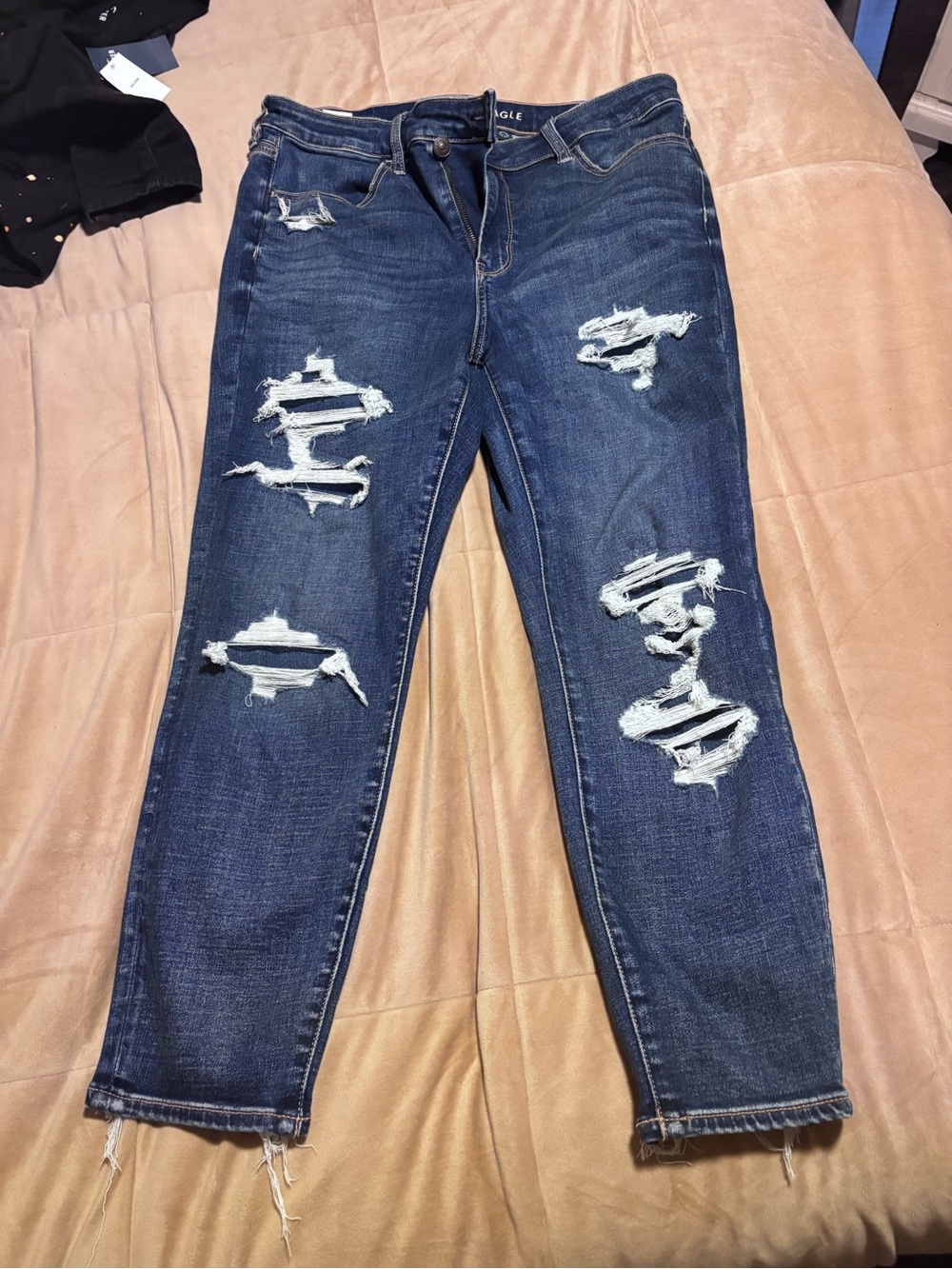 Abercrombie & Fitch Distressed Dark Blue Skinny Jeans 12 xs high rise skinny